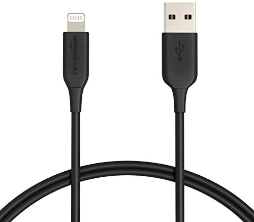 Amazon Basics - 2-Pack USB-A to Lightning ABS Charger Cable, MFi Certified for Apple iPhone 14 13 12 11 X Xs Pro, Pro Max, Plus, iPad, 0.9 m, Black