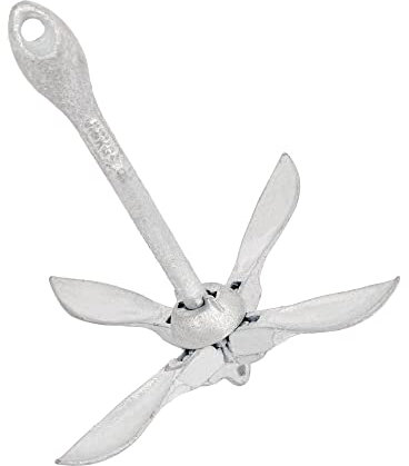 GATE14® Ancla Plegable de Acero zincado para embarcaciones Grandes y pequeñas. Fuerte para anclar y Resistente también a Aguas salobres y saladas. 0,7 kg