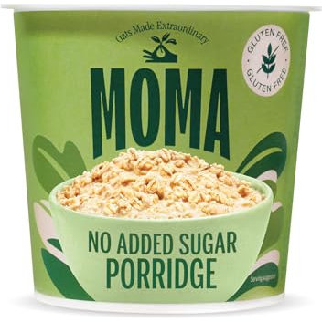 MOMA Instant Porridge Pots PLAIN - 65g Pot - Breakfast Jumbo Oat - Gluten Free, No Added Sugar, Vegetarian, High in Fibre, Source of Protein & Rich in Vitamin B6 - Made in UK