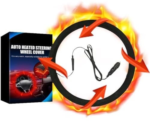 JoyFan Lenkradhülle Auto Lenkradheizung beheiztes Lenkrad beheizt 12V Lenkradheizung Auto Lenkrad Wärmer Winter,Universal Größe M 14.5-15 Zoll, Dehnbar Autozubehör Dekoration Für Damen Herren