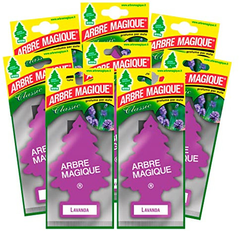 Arbre Magique Mono, Auto-Lufterfrischer, Lavendelduft, frischer und vielseitiger Duft, hält bis zu 7 Wochen, hergestellt in Italien, Packung mit 8 Stück