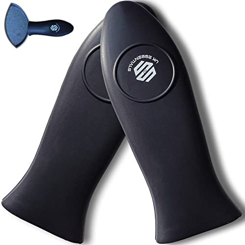 S&S UKessentials Classic Hot Handle Holders - Heat Resistant Pan Handle Covers, Non-Slip (Black, 2 Pcs)