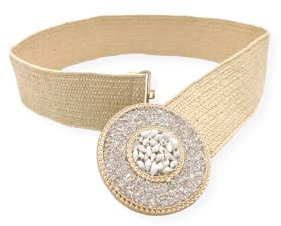 VALUXES Cinturón Elástico Tejido de Paja con Hebilla de estilo Metal Decorativa con Conchas. Cinturón Trenzado Flaco para Mujer (Beige)