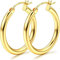 KRFY Chunky Gold Creolen 925 Sterling Silber Post Hypoallergene 14K Echtgold Plattiert Ohrringe Mittel Groß Creolen für Damen 20mm