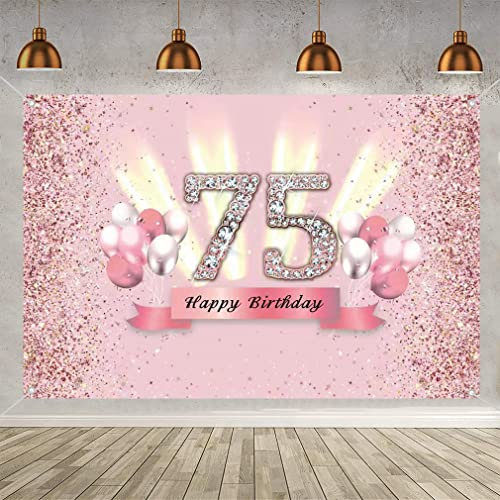 75. Geburtstag Deko für Frauen, 75. Geburtstagsfeier Poster Foto Hintergrund, 75 Geburtstag Party Kuchen/Tabelle/Mauer/Garten Dekoration Plakat