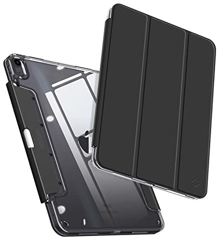 FINTIE Coque pour iPad Air 11 Pouces M3/M2 (2025/2024), iPad Air 5/4 10.9 Pouces (2022/2020) - [Tiroir Rétractable pour Ranger Pencil] Housse Transparente Claire Etui Antichoc, Noir