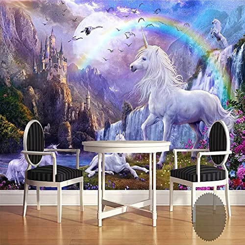 XPINGO Animal Unicorn Painting Photo 3D Wall Mural Wallpaper Wall Papers Home Decor Papel Flooring 3D Wallpaper Paste Living Room The Wall for Bedroom Mural- Wall Photo 400 x 280 cm