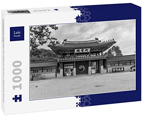 Lais Puzzle Hwaseong Haenggung Palast in Suwon, Republik Korea in schwarz weiß 1000 Teile