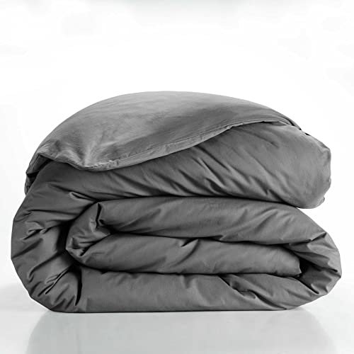 douceur d'intérieur, Housse de Couette (240 x 220 cm) Lina Anthracite, 100% Coton