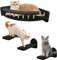 Kathson Lit mural avec étagère d'angle à 3 marches – Hamac pour chat recouvert de peluche et griffoir moderne pour intérieur (noir)