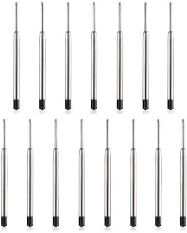 DOETYD 15 PCS Metallpatronen Set inklusive schwarzer Tinte Pen Refills Kugelschreibermine für Ersatz von Kugelschreiberminen geeignet für Parker Kugelschreiber