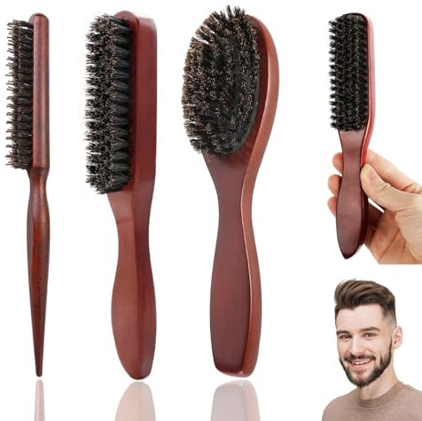 3 Stück Wildschweinborsten Bürste Haarbürste Mit Holzgriff Holzgriff, Unisex, Zum Kämmen Von Bärten Und Haaren, Für Alle Haartypen Geeignet