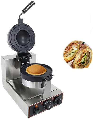 Commercial Burger Waffle Maker 1300w Non Stick Electric Panini Press Burger Machine Double-Sided Heating Ice Cream Waffle Baker Machine Paninis Waffle Cone Maker