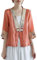 BoShiNuo Broderie chinoise Hanfu Tops National Tang Costume Chemise Col V Femmes Chemisier Traditionnel Cardigan Décontracté Lâche, Orange rouge., L