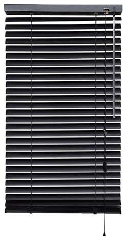 iYueMps Aluminium Venetian Blinds(85cm x 220cm) for Clamping or Dirlling Window Blinds Strong Trimmable Easy Fit 25mm Slat for Home, Office, Bathroom, Bedroom, Living Room, Kitchen-Black