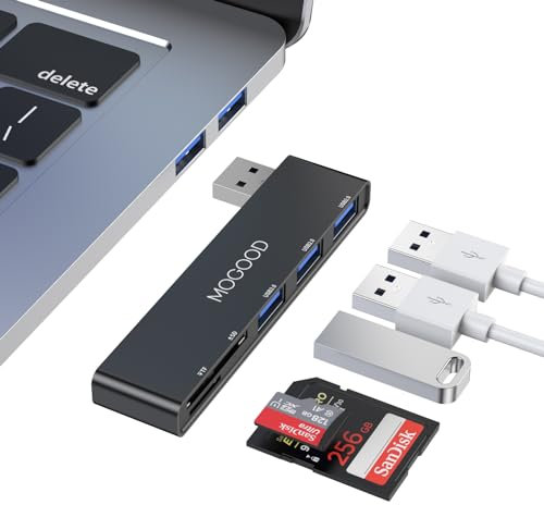 MOGOOD USB Hub, Adaptateur USB multiport, 5 en 1 USB avec 1 × USB 3.0, 2 × USB 2.0, Lecteur de Carte SD/TF, Compatible avec PC Ordinateur Portable, Bureau, Mac, MacBook, Notebook, PS4, Xbox, Wii