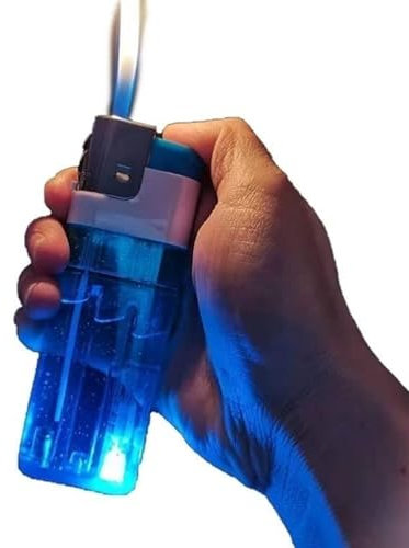 Jumbo Clear Lighting Feuerzeug, extra langes, super nachfüllbares Butanfeuerzeug, leicht zu tragen, sehr gut geeignet für Zigaretten, Geschenke, Sammlungen (Color : Blue)