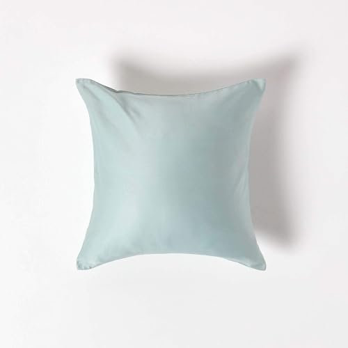 Homescapes 4er-Set Bio-Kissenbezug 40x40cm hellblau aus 100% Bio-Baumwolle, Satin-Kissenhülle mit Reißverschluss