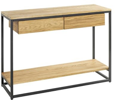 HAKU Möbel Konsole Eiche, schwarz, Massivholz, Metall - Maße: B 100 cm x H 75 cm x T 35 cm, Style: Modern