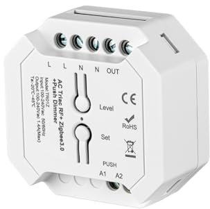 BTF-LIGHTING 2.4Ghz Zigbee3.0 TR01Z AC100-240V Triac Dimmer Steuerung für dimmbare LED-Streifen Glühbirnen Halogenlampen Kompatibel mit Alexa Google Home Smartphone APP Steuerung(Nur Triac Dimmer)