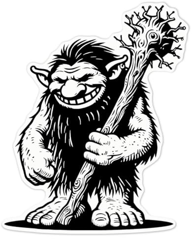 Azeeda Große 210mm 'Nordischer Troll mit Keule' Permanente Aufkleber (DW00120430)