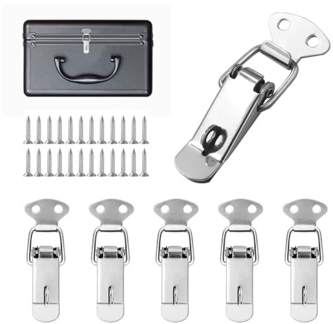 Taoduod 6 Pcs Fermoir de Tension en Acier Inoxydable avec Vis Loquet à Ressort Bascule 72mm avec Crochet Fermeture à Ressort en Acier Inoxydable Fermeture à Ressort Loquet pour Coffre à Outils, Boîte