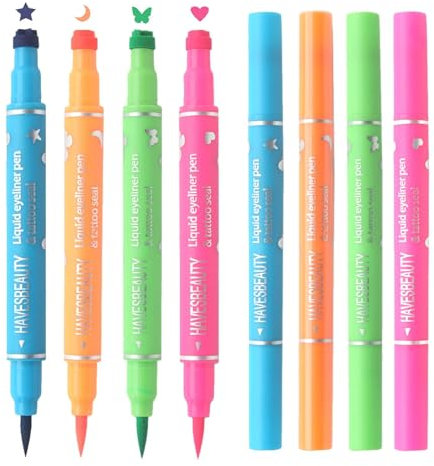 Eyeliner-Stempel, Flüssig-Eyeliner-Stifte - Longwear Double-Head 4 Color Liquid Stamp Beauty Eye Liner Pen - Langlebiger Eyeliner-Stempel für Dating, Reisen, Alltag, Partys