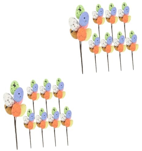 ABOOFAN 16 STK Osterei-stecklinge Ostern Blumenarrangement Pflücken Eierbaum Osterei-Baum- Ostern Herzstück Dekoration Gefüllte Eier Ostereier-Ornamente Ei-Picks Ei Zweige 泡沫,塑料
