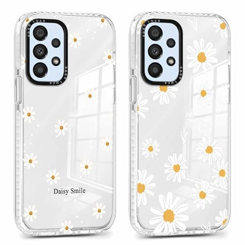 Xylota 2 x Transparent Handyhülle für Samsung Galaxy A53 5G 6,5 Hülle, Durchsichtig Case Muster Aesthetic Blumen Mädchen Frauen Schutzhülle,Weich Silikon TPU Bumper Stoßfeste Cover für Samsung A53,22
