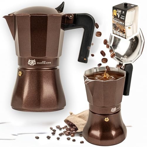 KARL HAUSMANN Espressokocher Induktion - 3 tassen - 150ml - Espresso Maker - Braun Kaffeekocher für alle Herdarten - Espressokanne - Moka Pot - Expresso Kocher - Mocca Kanne - Camping Kaffeemaschine