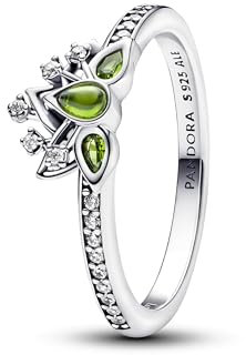 PANDORA Disney Prinzessin Tiana Tiara-Ring aus Sterling Silber mit künstlichem Kristall und Zirkonia, Größe: 58, 193653C01-58