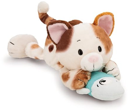 NICI Kuscheltier Glückskatze mit Fisch 30cm - braun - Weiches Plüschtier – niedliches Stofftier zum Kuscheln & Spielen – tolle Geschenkidee für Kinder & Erwachsene - 62151