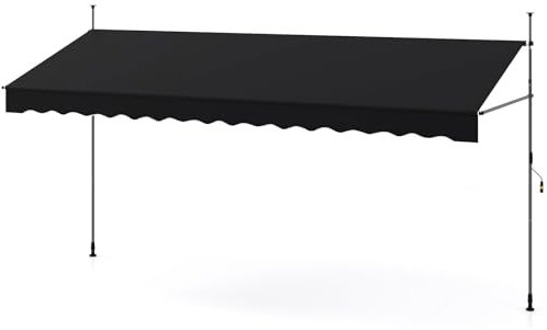 RELAX4LIFE Tenda da Sole per Esterno con Morsetto senza Forare, Telaio Telescopico, Telo Anti-UV, Altezza e Inclinazione Regolabile, Ideale per Balcone e Terrazzo (Grigio, 400x230cm)