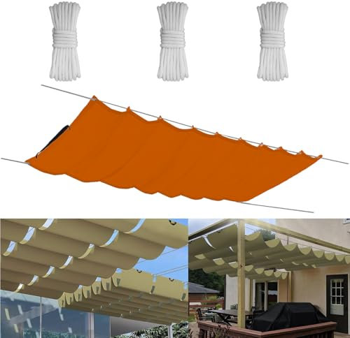 Yurun Einziehbare Welle Sonnensegel 2x6M, Verstellbar Aufrollbar Sonnenschutz Mit ösen, Spannmarkise Beschattung, Markise Wasserdicht Verstellbar Markisenstoff Für Terrassenüberdachung - Orange