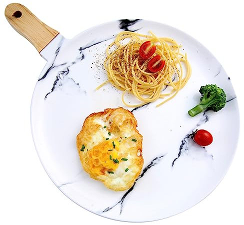 POPETPOP Plato De Postre Redondo Con Asa Para Servir Pizza y Charcutería De Para Aperitivos y Postres