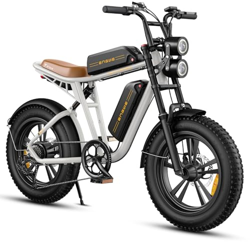 ENGWE M20 Elektrofahrrad für Erwachsene, austauschbarer Akku (48 V, 26 Ah/13 Ah), Offroad-Elektrofahrrad, breite Reifen (20„ × 4,0“), Reichweite bis zu 150 km, Doppel-Federung (Weiß, Zwei Akkus)