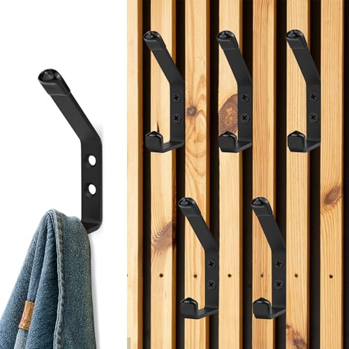 JINTANG 6 pcs haken für akustikpaneele,doppelter Garderobenhaken Schwarz für Acoustic Panel,Wall Panels, Akustikplatten Wandhaken Schwarz,13mm