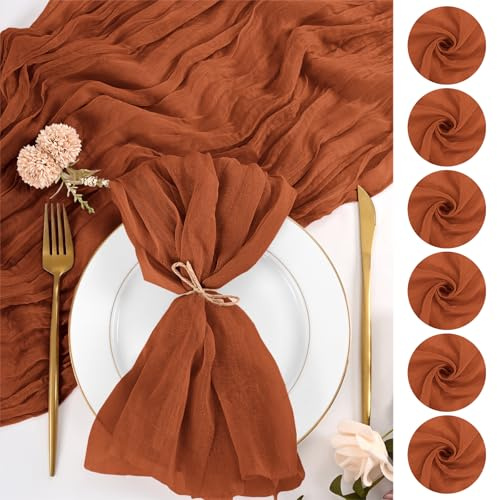 24 Stück Terrakotta Käsetuchservietten, 50 x 50 cm Stoffservietten, große rustikale Boho-Gaze-Dinner-Serviette, waschbare Tischserviette für Hochzeit, Party, Brautparty, Babyparty, Tischdekoration