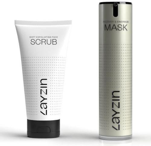 LAYZIN Skin Energize DUO – Sanftes Peeling-Gesichtspeeling & Recover & Energize Maske – Gleicht aus, beruhigt und spendet der Haut Feuchtigkeit – Für einen frischen, energetischen Glow