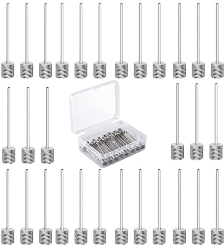 30 Pcs Ball Pump Needles Stainless Steel Inflation Needles for Sports Balls | Universal pump fit • Durable rust-resistant design • Dual airflow holes • Compact storage case for quick access