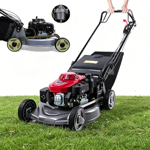 GCLCPAEN Tosaerba A Scoppio Semovente 3-in-1 da 21, 160Cc, Telaio in Lega di Alluminio, Regolazione A 3 velocità, Motore A 4 Tempi, 3200 Giri/Min, per Uso Residenziale (Cortili E Giardini)