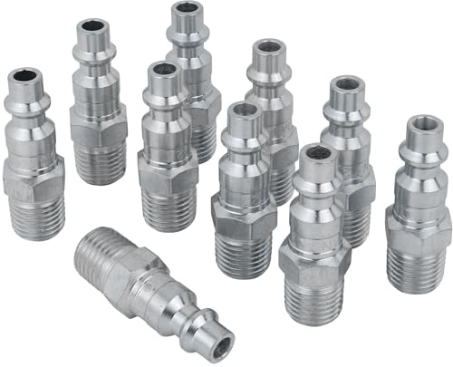 Industrial Air Plug, M-Style®, 1/4 MNPT, Air Compressor Fitting, Air Hose Quick Connect Fitting, 727 (Pack of 10)