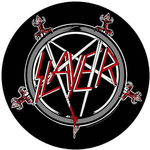 Slayer Back Patch Pentagram Band Logo Official Circular Black 28 cm One Size
