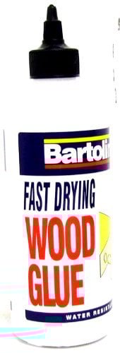 Bartoline Fast Drying Wood Glue, 500ml, D3 Water Resistant, Dries Clear, Suitable for All Types of Wood, Including MDF and Chipboard, Fast Bond, May Require Clamping