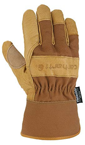 Carhartt Men's Insulated Grain Leather Work Glove with Safety Cuff, Brown, XX-Large