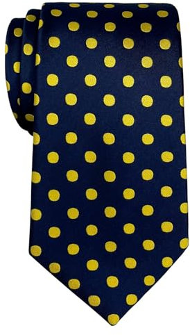 Retreez Herren Gewebte Krawatte Klassische Punktmuster 8 cm - marineblau mit gelb punkten