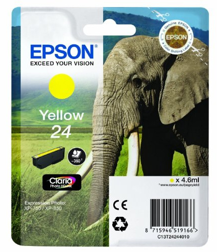 1x Original Tintenpatrone für Epson Expression Photo XP 760, C13T24244010 - Yellow -