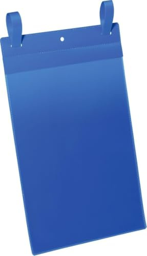 Durable Gitterboxtasche (A4 hoch) Packung à 50 Stück blau, 175007 | Kennzeichnungstasche für Gitterboxen, mit Regenschutzklappe, scannertauglich & dokumentenecht, aus PP