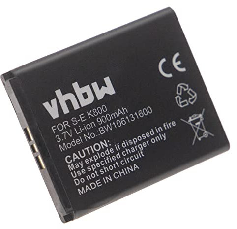 vhbw 1x batería Compatible con Sony-Ericsson W100i, W205, W300i, W580i, W595, W302, W395, W580im móvil, Smartphone (900 mAh, 3,7 V, Li-Ion)