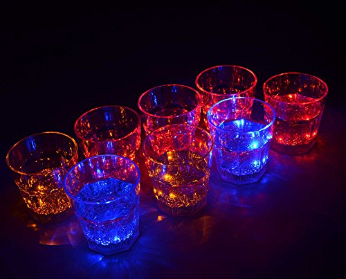 Aquaglow LED Flashing Illuminated Tumbler Glasses for Parties and Events (8)
